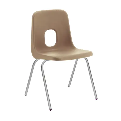 E Series Polypropylene Classroom Chair - 4 Silver Legs - Size EB - Brown